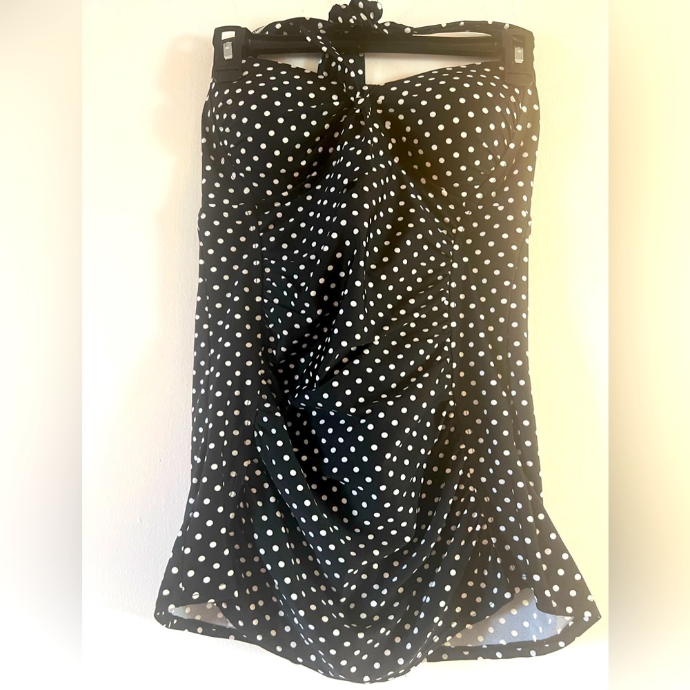 Merona One Piece Swimsuit Size Medium Black White Polka Dot‎ Strapless/halter